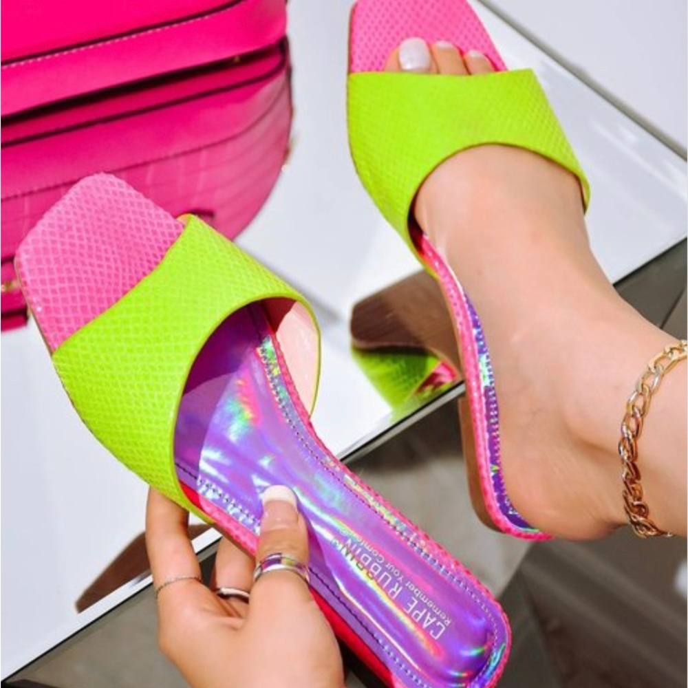 Green Color Block Sandals